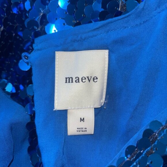 Maeve Anthropologie The Emmy blue sequin mini swing dress size M - Picture 2 of 4